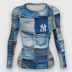 Рашгард женский Patchwork - New York yankees baseball team, цвет: 3D-принт