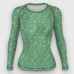 Рашгард женский Яркий зеленый однотонный цветочный узор, цвет: 3D-принт
