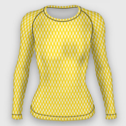 Рашгард женский Жёлтый имитация сетки паттерн, цвет: 3D-принт