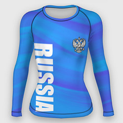 Рашгард женский Россия - синие волны, цвет: 3D-принт