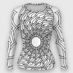 Рашгард женский Мандала солнцевидная чёрно-белая, цвет: 3D-принт