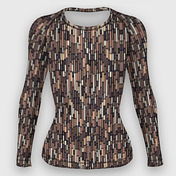 Рашгард женский Светло-коричневый паттерн полосочки, цвет: 3D-принт