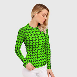 Рашгард женский Зелёные лепестки шестиугольники, цвет: 3D-принт — фото 2