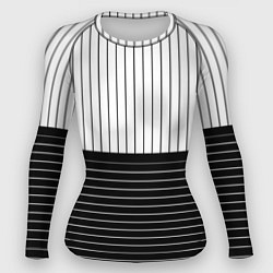 Рашгард женский Полосатый чёрно-белый, цвет: 3D-принт