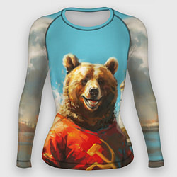 Рашгард женский Медведь с гербом СССР, цвет: 3D-принт