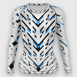 Рашгард женский Black and blue stripes on a white background, цвет: 3D-принт