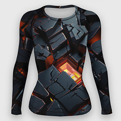 Женский рашгард Черные камни с разломами