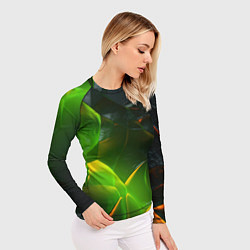 Рашгард женский Зеленая абстрактная неоновая текстура, цвет: 3D-принт — фото 2