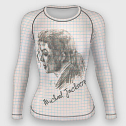 Рашгард женский Портрет Майкла Джексона рисунок карандашом, цвет: 3D-принт