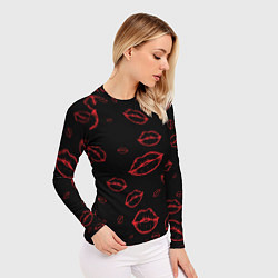 Рашгард женский Паттерн красные губы на черном - lips red, цвет: 3D-принт — фото 2