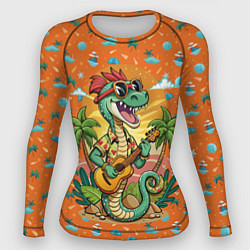 Женский рашгард Веселая змея играет на гитаре