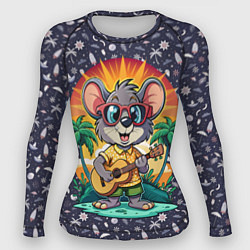 Рашгард женский Грызун играет на гитаре жарким летом, цвет: 3D-принт