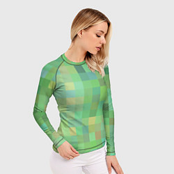Рашгард женский Пиксели в зеленом, цвет: 3D-принт — фото 2