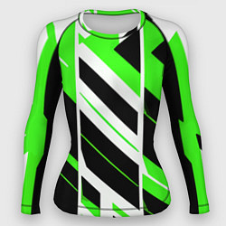 Рашгард женский Black and green stripes on a white background, цвет: 3D-принт