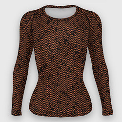 Рашгард женский Волнистая текстура чёрно-коричневый, цвет: 3D-принт