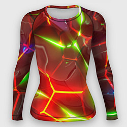 Женский рашгард Неоновые красные плиты с ярким светом