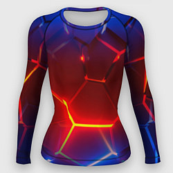 Женский рашгард Светящиеся лавой неоновые плиты в разломе