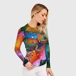 Рашгард женский Ящерица - яркая абстракция, цвет: 3D-принт — фото 2