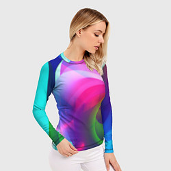 Рашгард женский Неоновая абстракция градиент, цвет: 3D-принт — фото 2