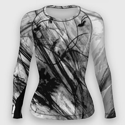 Рашгард женский Серый абстрактный серо-черный шрих, цвет: 3D-принт