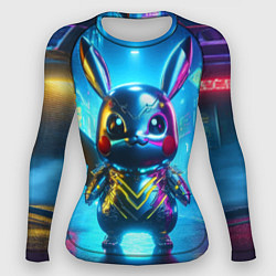 Женский рашгард Neon cyber Pikachu made of metal steel - ai art
