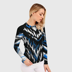 Рашгард женский Абстрактные бело-синие шипы, цвет: 3D-принт — фото 2