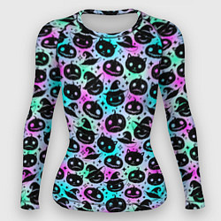 Женский рашгард Halloween - тыквы на неоновом фоне