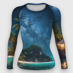 Рашгард женский Island beach, цвет: 3D-принт