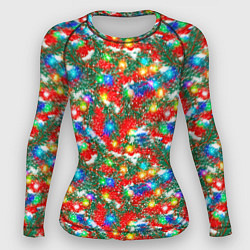 Женский рашгард Яркие гирлянды на еловых ветках