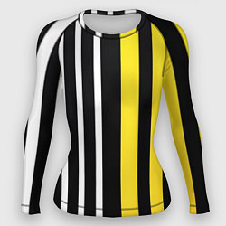 Женский рашгард Вертикальные полосы триколор жёлтый