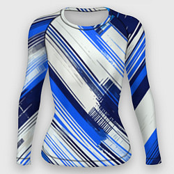 Женский рашгард Синие диагональные полосы на белом фоне