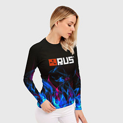 Рашгард женский Rust neon flame, цвет: 3D-принт — фото 2