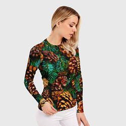 Рашгард женский Елочные ветки с шишками, цвет: 3D-принт — фото 2