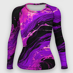 Женский рашгард Фиолетовые брызги на чёрном фоне