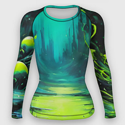 Рашгард женский Зелёная кислотная абстракция, цвет: 3D-принт