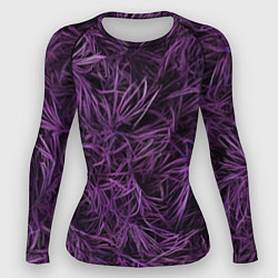 Женский рашгард Фиолетовая трава на чёрном фоне