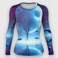Женский рашгард Луна и рыбы - нейроарт фантазия