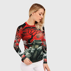 Рашгард женский Пейзаж Японии в красном цвете, цвет: 3D-принт — фото 2