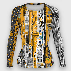 Рашгард женский Cyberpunk pattern yellow, цвет: 3D-принт