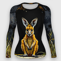 Рашгард женский Кенгуру на черном, цвет: 3D-принт