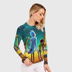 Рашгард женский Рик и Морти на планете жирафов - нейроарт, цвет: 3D-принт — фото 2