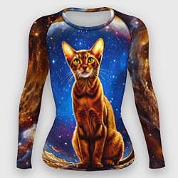 Женский рашгард Абиссинская кошка в космосе