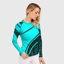 Рашгард женский Sport голубой с чёрным в крапинку, цвет: 3D-принт — фото 2