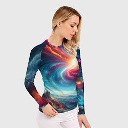 Рашгард женский Fantastic neon space landscape - ai art fantasy, цвет: 3D-принт — фото 2