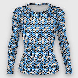 Женский рашгард Киберпанк шестиугольники синие