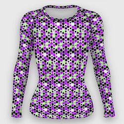 Женский рашгард Киберпанк шестиугольники фиолетовые