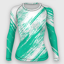Рашгард женский The color is turquoise and white, цвет: 3D-принт