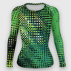 Рашгард женский Чёрно-зелёный абстракция, цвет: 3D-принт