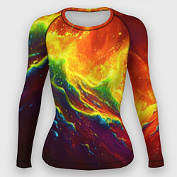 Женский рашгард Абстрактные волны с огнем