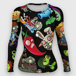 Рашгард женский Растения против зомби персонажи на черном, цвет: 3D-принт